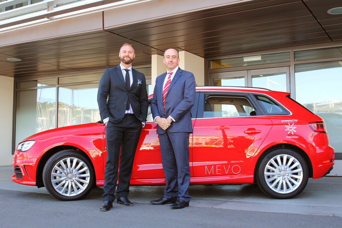 Mevo chief executive Erik Zydervelt and Audi NZ general manager Dean Sheed are thrilled about the car sharing service’s New Zealand launch.