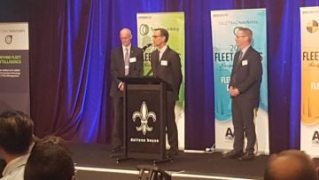 Richard Schuster accepts the fleet environment award for Churches of Christ, QLD.