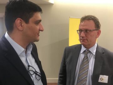 Behyad Jafari, left, and South Australian Government low carbon economy unit transport emissions principal policy officer Alan Richards at the APEC workshop.
