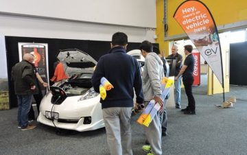 Plenty of interest is shown in an EV display.
