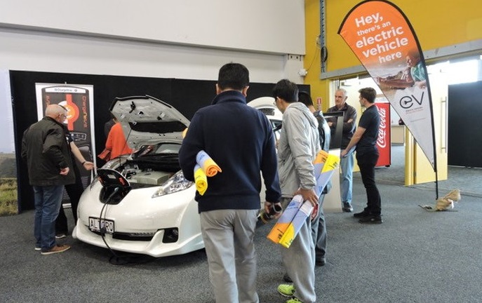Plenty of interest is shown in an EV display.