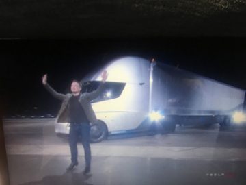 Elon Musk at the launch of the Tesla trucks.
