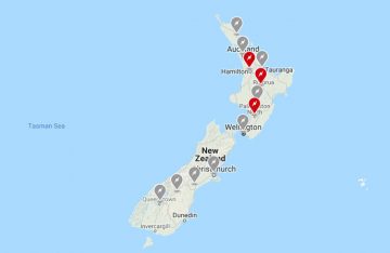 Tesla’s existing superchargers in red with nine (in grey) planned by late 2019