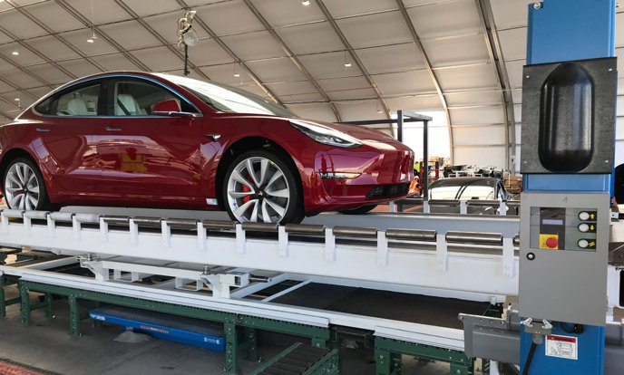 Tesla Model 3 coming off new production line