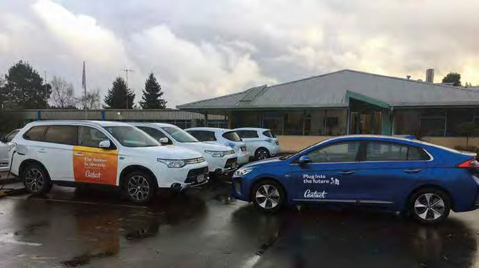Contact Energy’s Mitsubishi Outlanders, left, and Hyundai Ioniq.