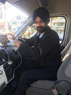 AT site supervisor and driver Shaminder “Shammy” Guraya in an LDV EV80 van.