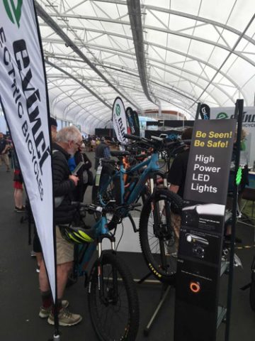 Racks of bikes and accessories get attention.