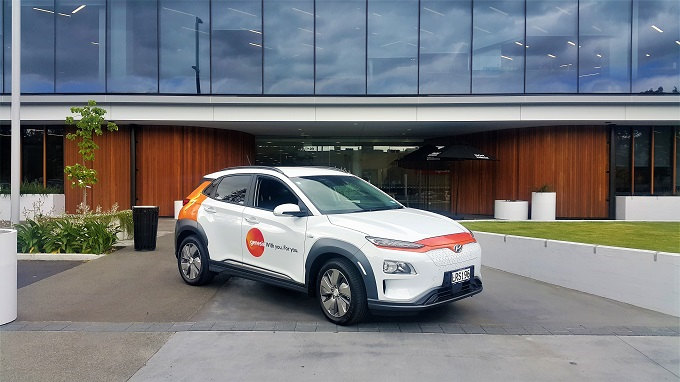 A Genesis Hyundai Kona EV.