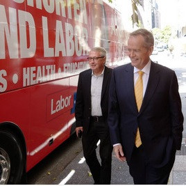 Bill Shorten ALP and bus