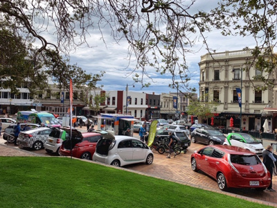 The Leading the Charge EV road trip at Dunedin’s Octagon on April 10