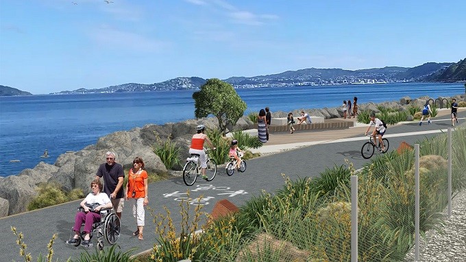 Hutt-Wgton coastal pathway Ngauranga to Petone Ground-level Horokiwi