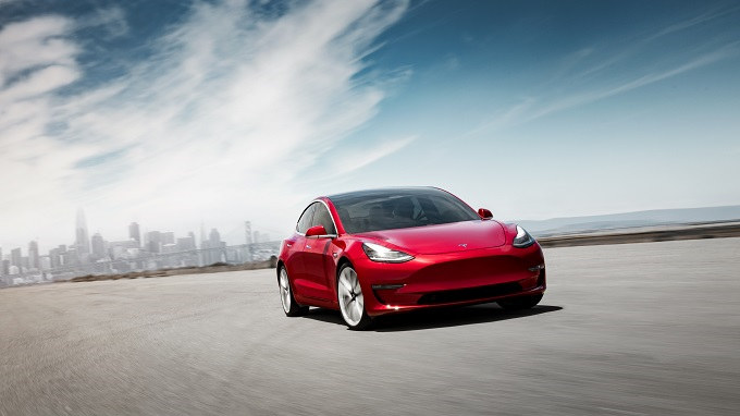 Tesla Model 3 Performance – Red Front Motion – SF Skyline