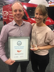 NZ Post EVworldNZ Fleet Champion Sam Bridgman and Rose Scott