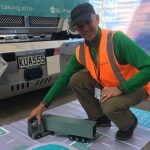 Share the road campaign manager Richard Barter shows how e-bike riders need to use care on the left of large trucks.
