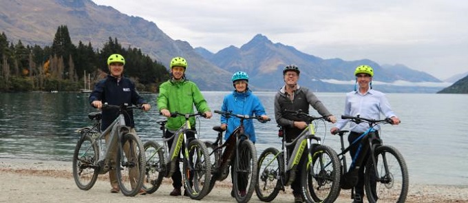 Queenstown Lakes District Council parks and reservices staff on e-bikes