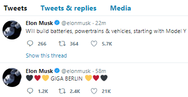 Tesla Berlin gigafactory tweet