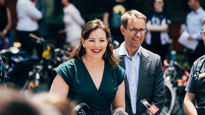 Julie Anne Genter with director general of health Ashley Bloomfield