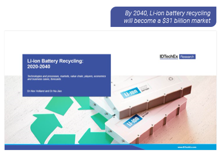 IDTechEx li-ion battery recycling