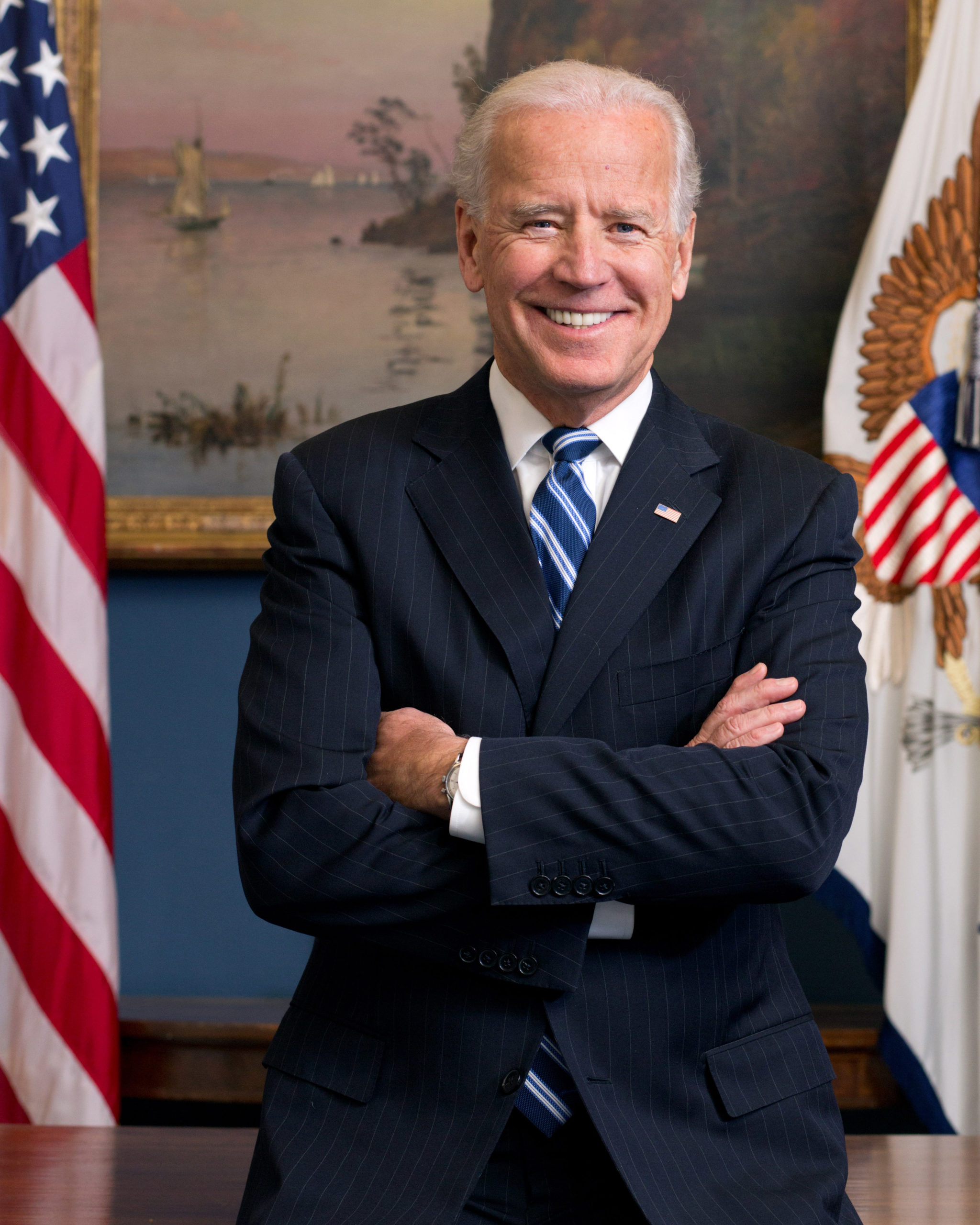 Official portrait of Vice President Joe Biden in his West Wing Office at the White House, Jan. 10, 2013. (Official White House Photo by David Lienemann)

This official White House photograph is being made available only for publication by news organizations and/or for personal use printing by the subject(s) of the photograph. The photograph may not be manipulated in any way and may not be used in commercial or political materials, advertisements, emails, products, promotions that in any way suggests approval or endorsement of the President, the First Family, or the White House.