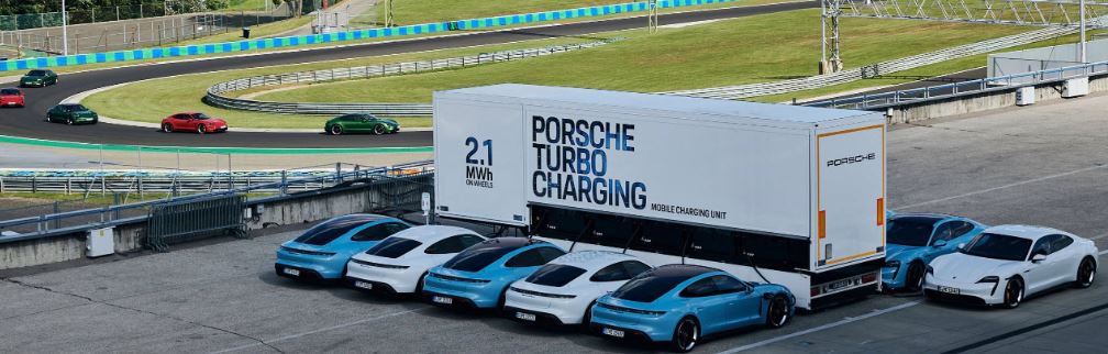 Porsche Taycan charging truck