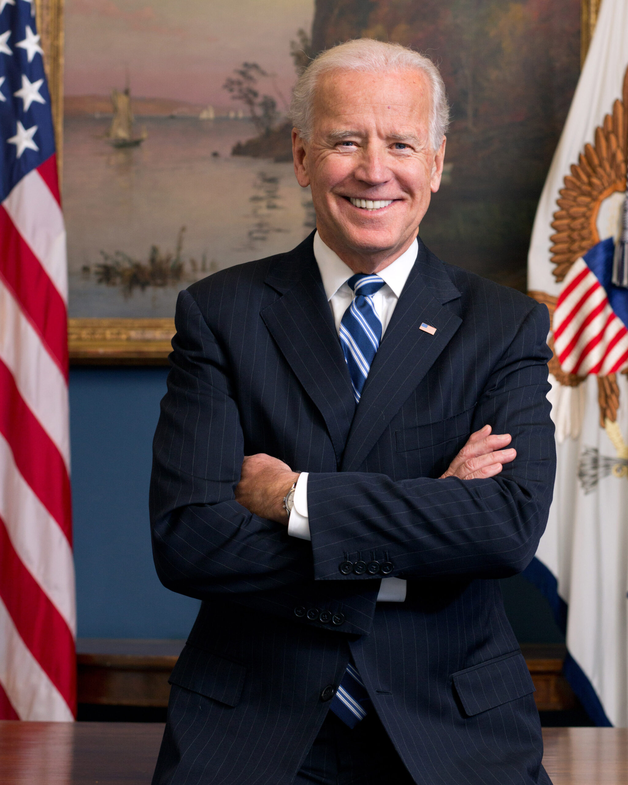 Official portrait of Vice President Joe Biden in his West Wing Office at the White House, Jan. 10, 2013. (Official White House Photo by David Lienemann)

This official White House photograph is being made available only for publication by news organizations and/or for personal use printing by the subject(s) of the photograph. The photograph may not be manipulated in any way and may not be used in commercial or political materials, advertisements, emails, products, promotions that in any way suggests approval or endorsement of the President, the First Family, or the White House.