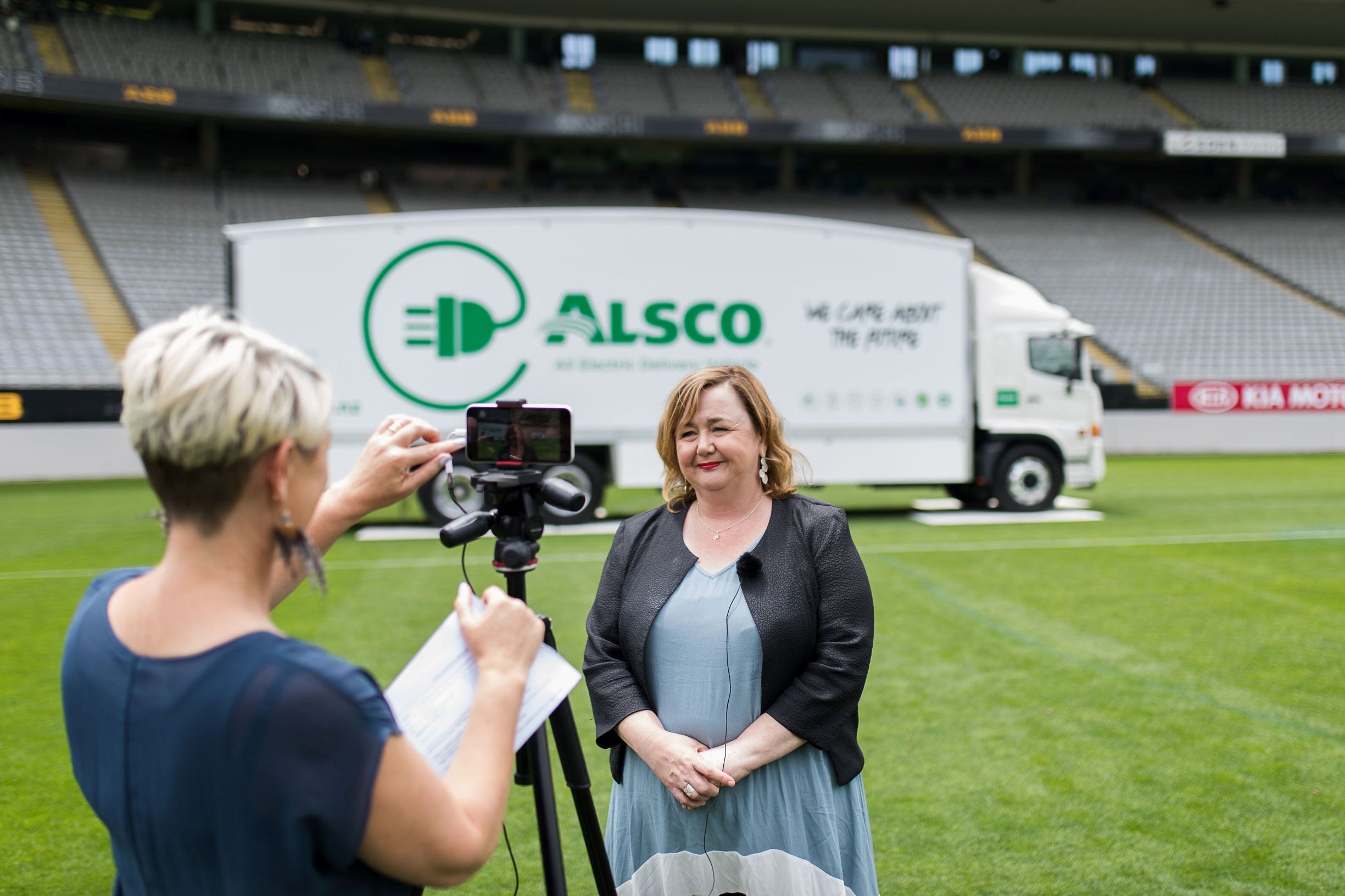 Megan-Woods-at-the-Alsco-e-truck-launch-small