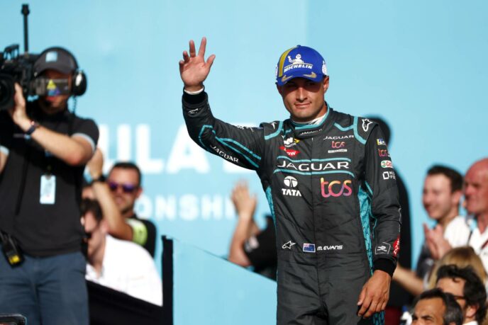 CIRCUIT INTERNATIONAL AUTOMOBILE MOULAY EL HASSAN MARRAKESH, MOROCCO - JULY 02: Mitch Evans (NZL), Jaguar TCS Racing , 3rd position,
Podium during the Marrakesh E-Prix at Circuit International Automobile Moulay El Hassan Marrakesh on Saturday July 02, 2022 in Marrakesh, Morocco. (Photo by Sam Bloxham / LAT Images)