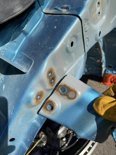 Image of small corrosion rings on a salvaged Atto 3