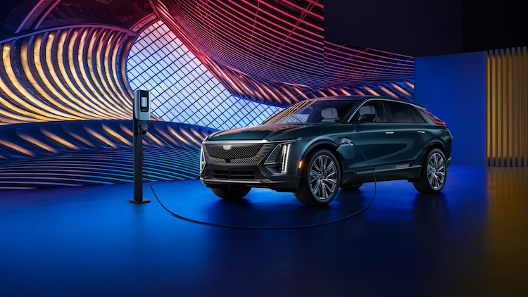 2024 Cadillac LYRIQ Luxury trim plugged into an Ultium charging unit.