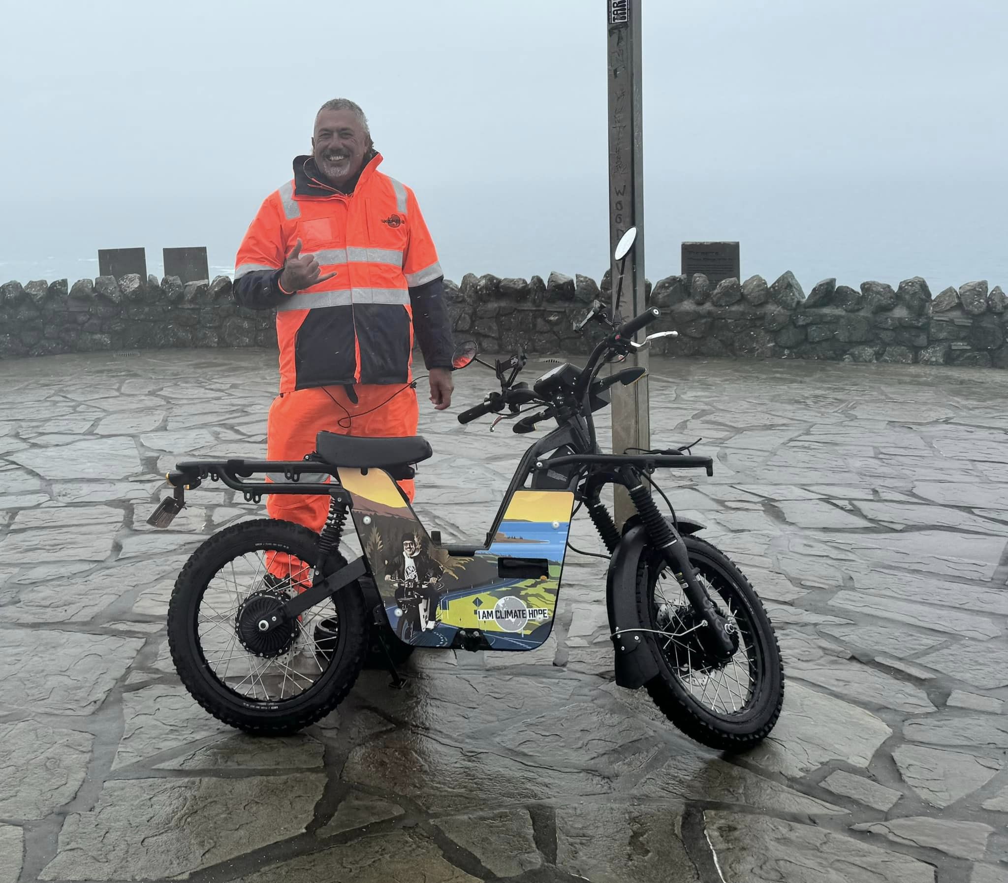 Mike King and UBCO electric motorbike before alleged theft in Tauranga