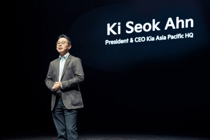 Mr. Ki Seok Ahn, President & CEO of Kia Asia Pacific HQ, presenting the opening speech during the 2024 Kia EV Day _ Asia Pacific, where he explained upon the present and future for Kia in regards to EVs