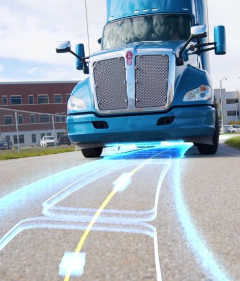 Truck using road EV charging