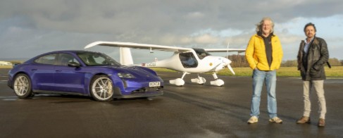 EV race James May, Richard Hammond, Porsche Taycan and Pipistrel