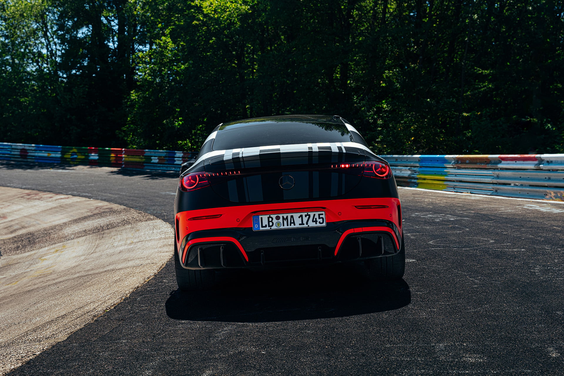 Mercedes-AMG CLA 45 rear view on track