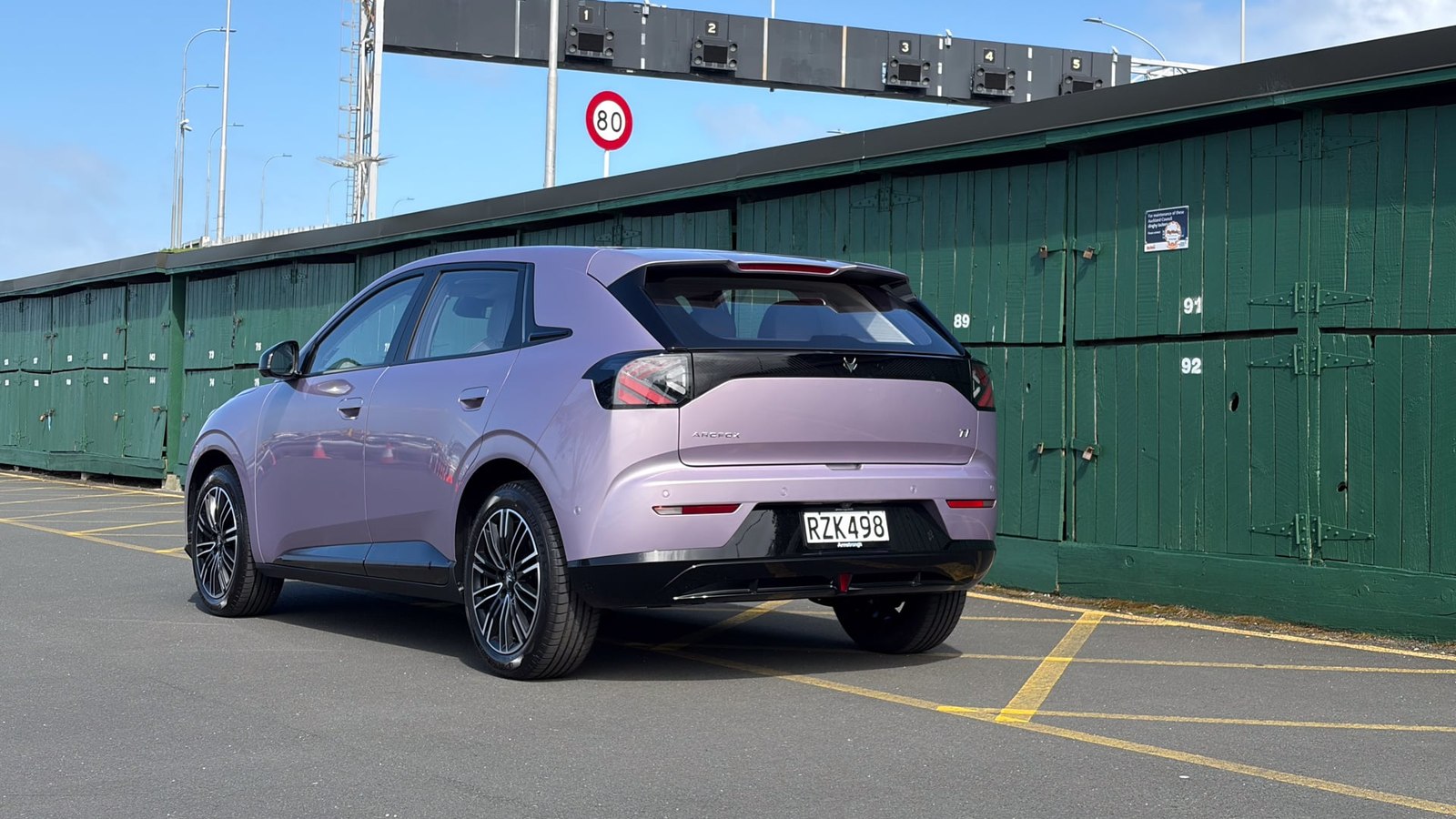 Arcfox T1 rear three quarter in Twilight Purple