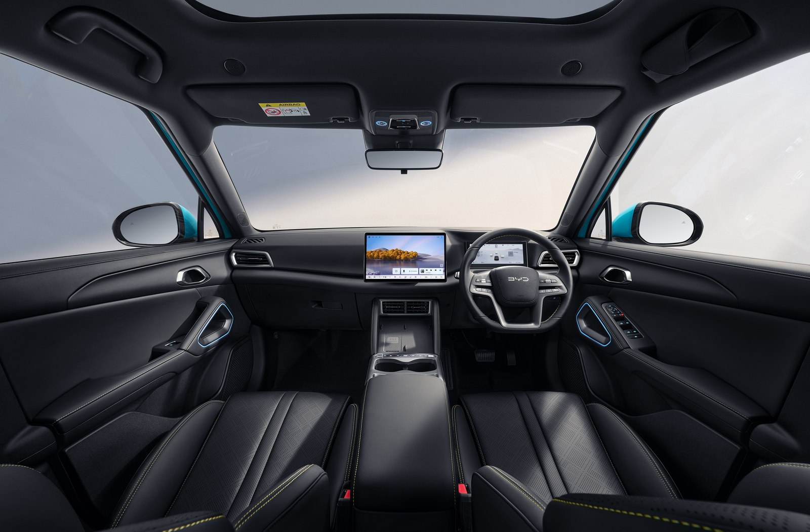 BYD Atto 2 DM-i interior with rotating touchscreen