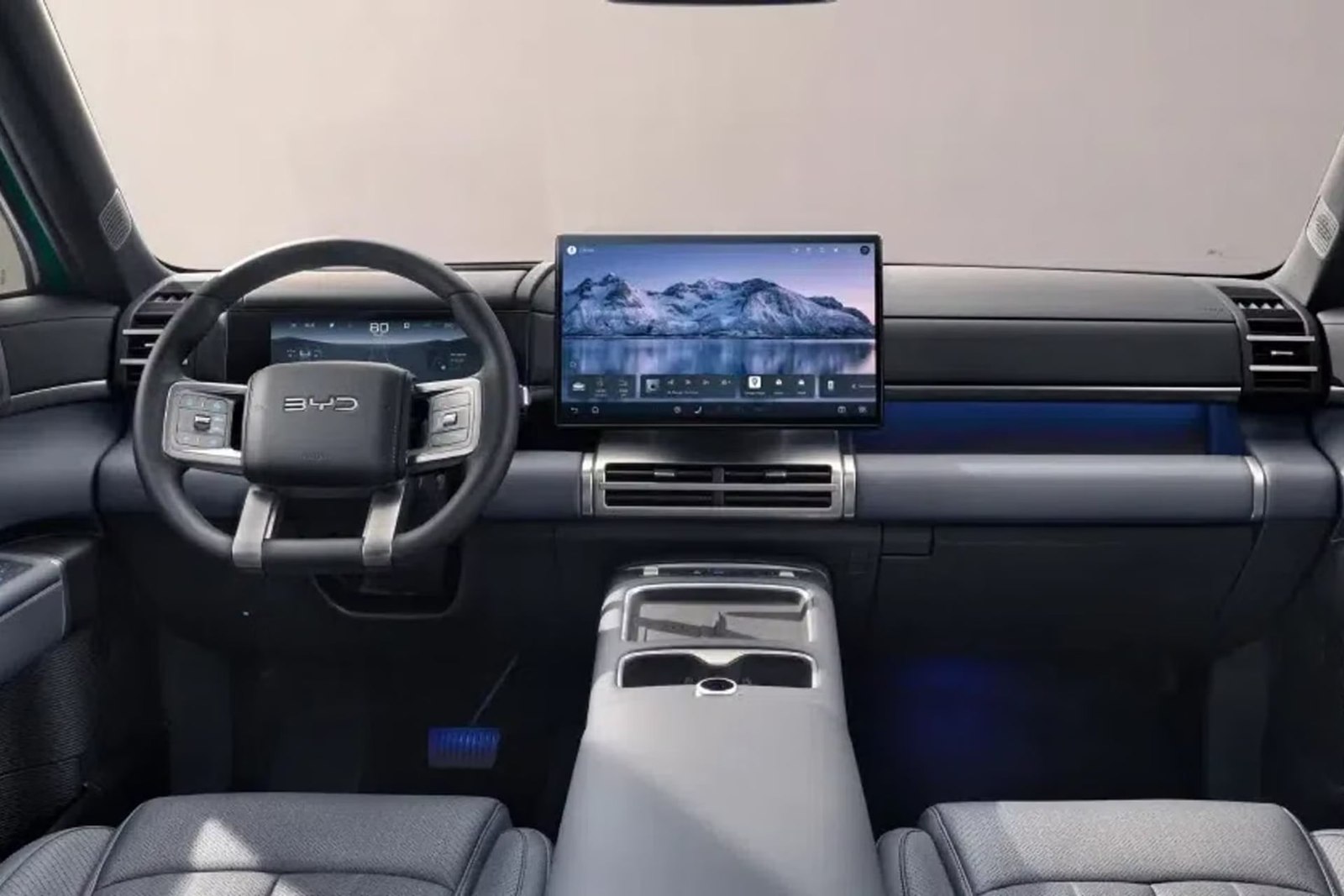 BYD Ti 7 interior with 15.6-inch touchscreen