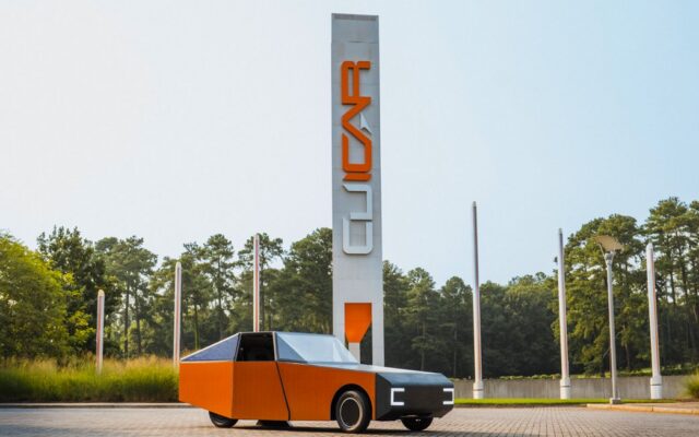 Deep Orange 17 Luminetta solar electric prototype outside the CU-ICAR tower