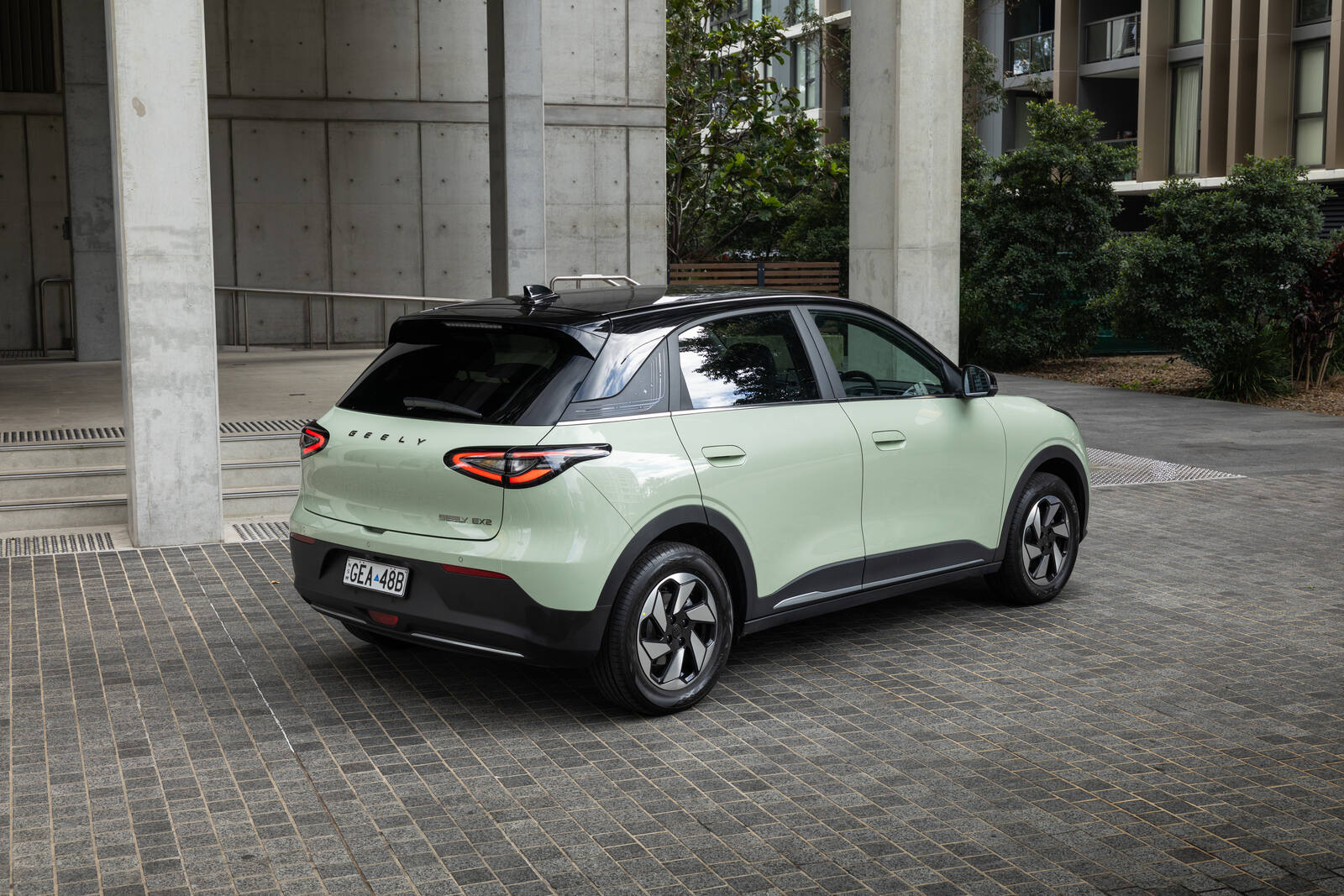 Geely EX2 Inspire rear three quarter