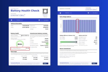Generational battery health check report showing state of health and cell voltage balance