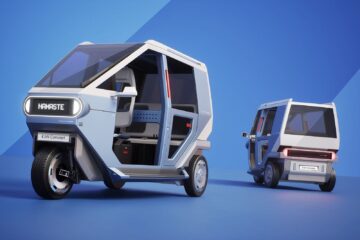 Hyundai E3W electric three wheeler concept in blue and white