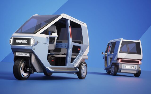 Hyundai E3W electric three wheeler concept in blue and white