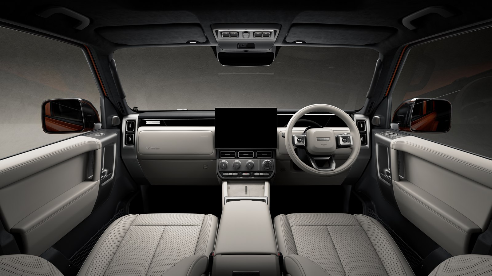 iCaur V25 interior with central touchscreen and light upholstery