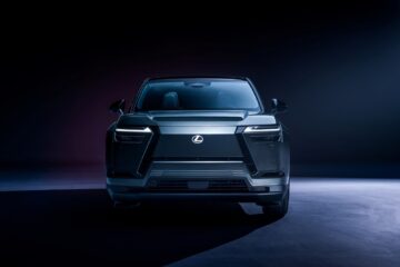 Lexus TZ electric SUV front view in dark studio