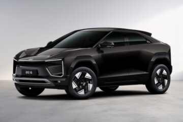 Mahindra BE 6 electric SUV studio front three quarter
