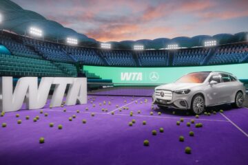 Mercedes-Benz electric GLC on a WTA tennis court