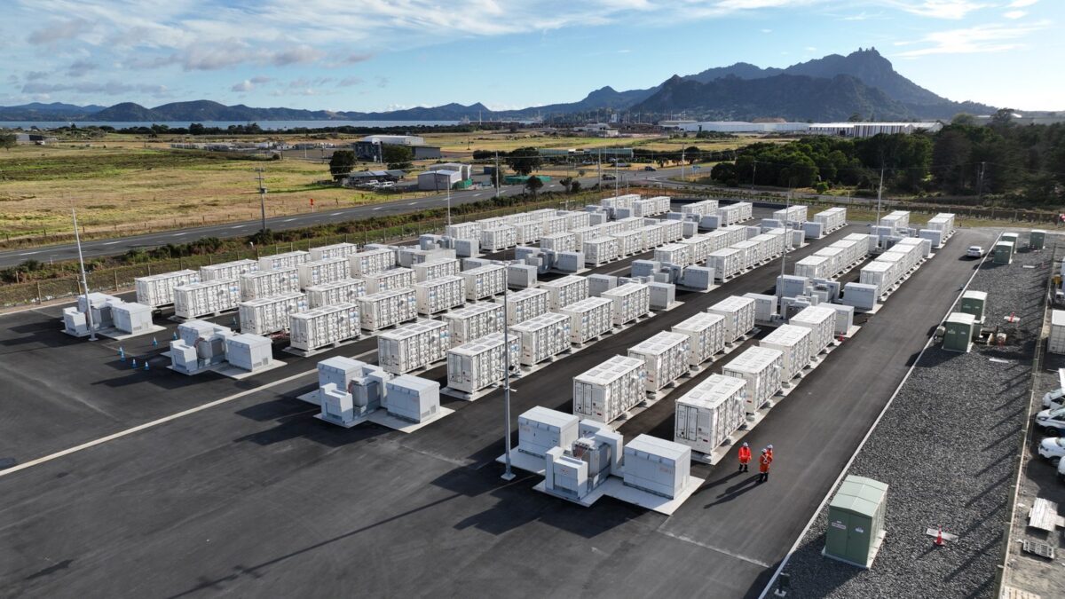 Meridian Ruakaka battery energy storage system rows of units