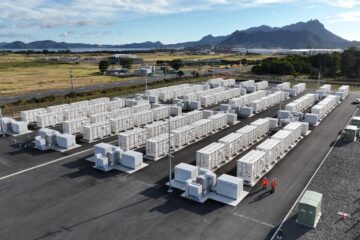 Meridian Ruakaka battery energy storage system rows of units