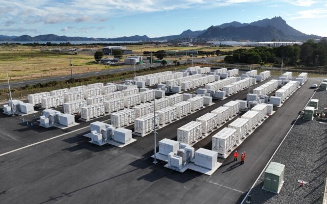 Meridian Ruakaka battery energy storage system rows of units
