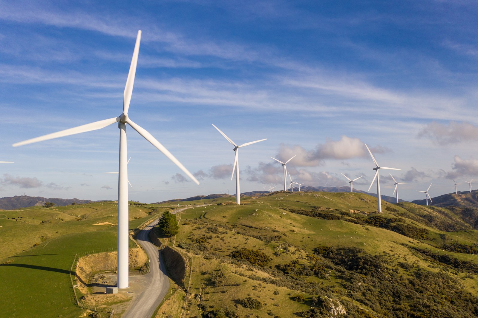 Wind turbines at Meridian West Wind farm near Wellington